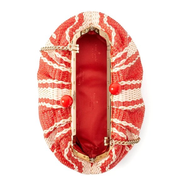 New Kate Spade Scrunchy Convertible Clutch Heirloom Straw - Picture 6 of 6